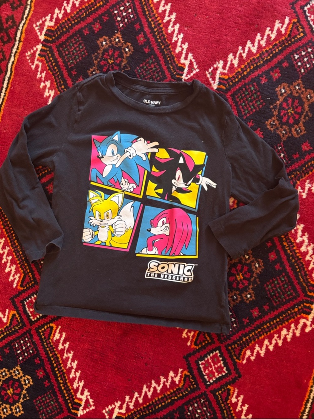 Old Navy Black Sonic The Hedgehog Color Block Character Long-Sleeve Tee